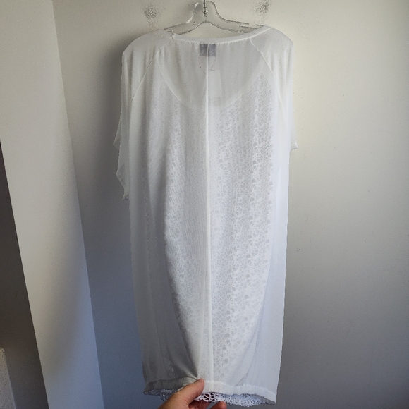 New CPM Due plus size blouse 22 bright white mixed lace sheer layered new light - Picture 14 of 14
